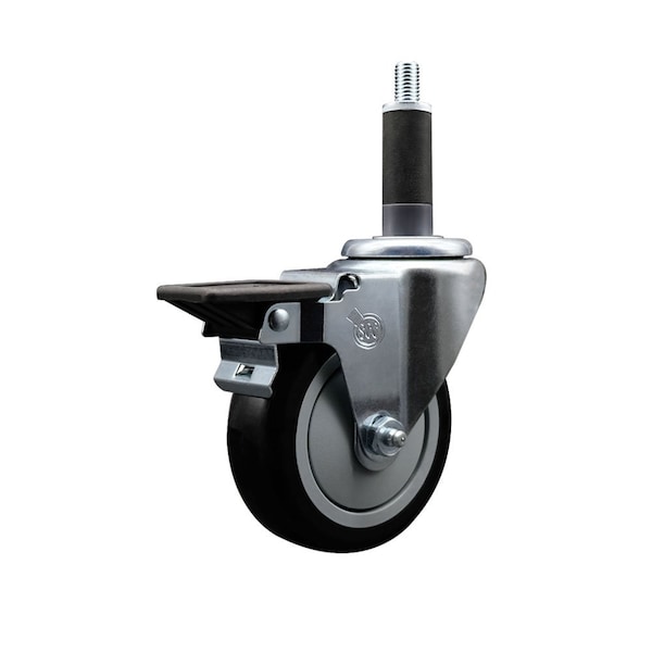 4'' Black Poly Swivel 1'' Expanding Stem Caster with Brake